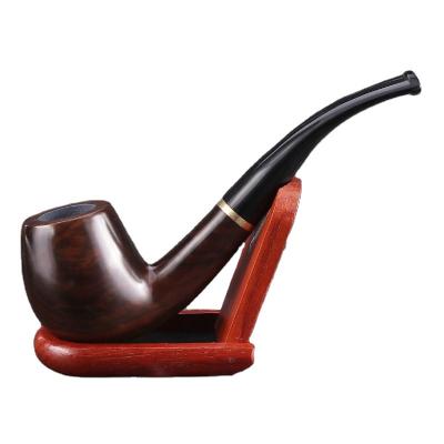 China CLASSIC HOT CLASSIC Ebony Wood Tobacco Pipes Smoking Products Tobacco 9mm Filter Smoking Pipe With Metal Ring for sale