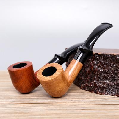 China Cheap Vintage Wholesale Four Color Briar Wood Pipe Handmade Tobacco Filter Business Gift Pipe for sale