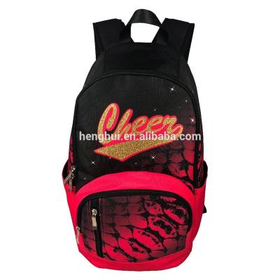 China Low moq 600d anti-theft high quality polyester casual cheer sports backpack custom logo black for sale