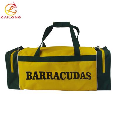 China Custom cheap full color personalized fashion polyester sports team heat transfer printing duffel bag for sale