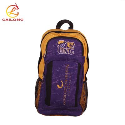 China Accept Custom Printed Low MOQ Custom Printed Polyester Leisure Travel Sports Backpack Bag for sale