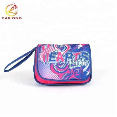 China One Key Custom Durable Polyester Women Logo Mini Compartment Cosmetic Bag for sale