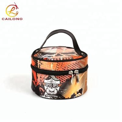 China One Main Compartment Custom Round Printed Women To Travel Portable Makeup Cosmetic Bag With Handles for sale