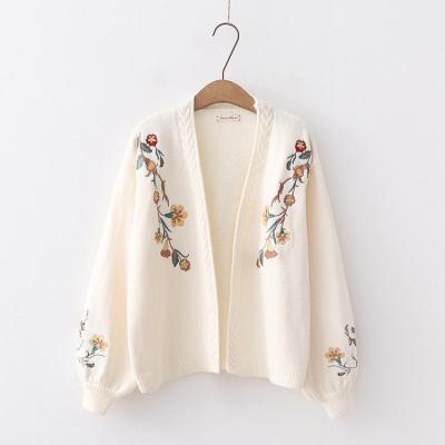 China Anti-pilling Women Sweater Fashion Embroidery Pattern Knitted Sweater Custom Warm Cardigan For Baby Organic Cotton Knitted Sweater Cardigan for sale