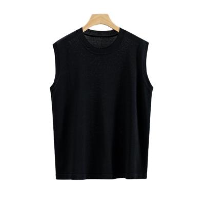 China Anti-pilling Elegant and Sexy Women's 100% Cashmere Half High Neck Pullover Sleeveless Sweater Vest For Lady Knitted Sweater Pullover for sale