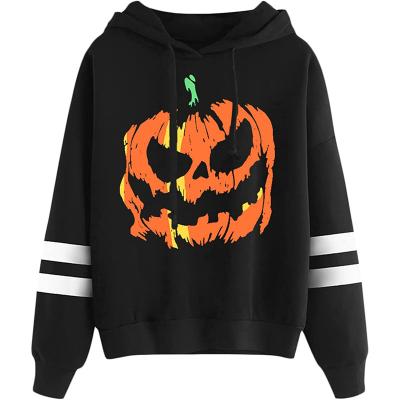 China Wholesale Customization QUICK DRY Hongkai Long Sleeves Smiling Skeleton Pumpkin Sublimation Printing Halloween Hoodies for sale