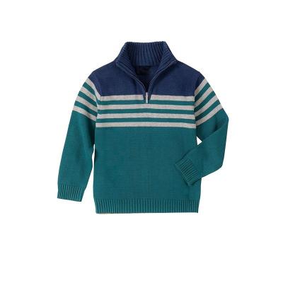 China 2023 autumn new winter design custom anti-pilling cotton acrylic knit sweaters children's half quarter sweaters children's sweaters baby boy zipper pullover for sale