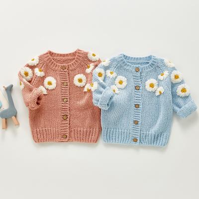 China Autumn Baby Anti-pilling Hand Embroidered Flower Daisy Baby Long Sleeved Top Girls Children's Clothing Wholesale Free Shipping for sale