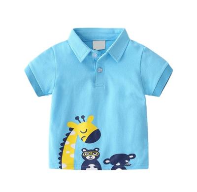 China New style cartoon print pattern boys comfortable anti-pilling 2-6 children's short sleeves non-hooded casual cute animal T-shirt polo shirt for sale