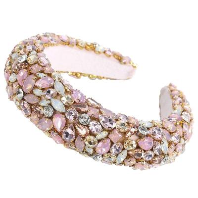 China Handmade Baroque Bridal Headwear Crystal Soft Velvet Padded Headband European and American Style Rhinestone Headband Wedding Accessories for Women Girl for sale