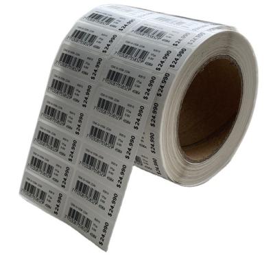 China Barcode (40+10)*19mm Zebra Printer Art Paper Barcode Labels and Back Price Degumming Price Stickers for sale