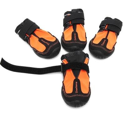 China Hot Selling Stocked Waterproof Pet Booties Beloved Safety Dog Skid Proof Outdoor Shoes With Reflective Rough Anti-Skid Sole for sale