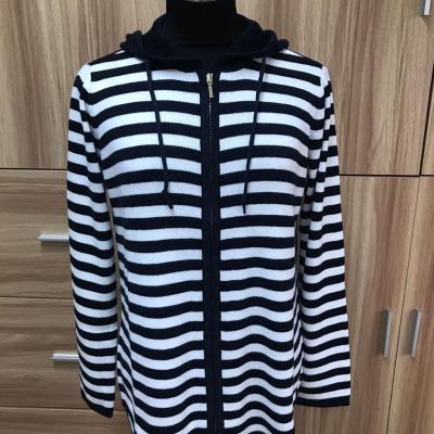 China 2021 Wholesale Hot Sale Plus Size Striped Warm Oversized Ladies Sweatshirt With Zipper Hoodie for sale