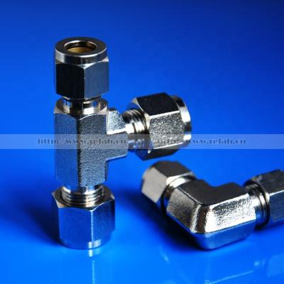 China Nickel Plated Brass Indoor Mist Cooling System SS Pipe Compression Tee Connector for sale