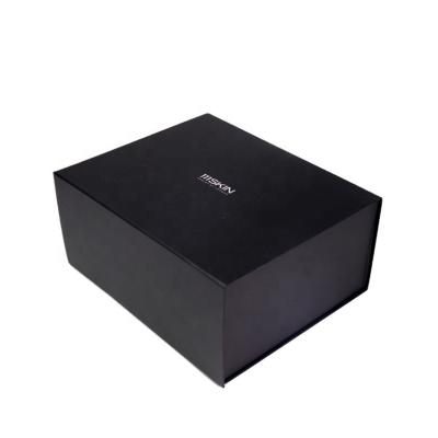 China Recyclable Magnetic Lock Black Packaging Boxes Custom Logo Gift Package Box for sale