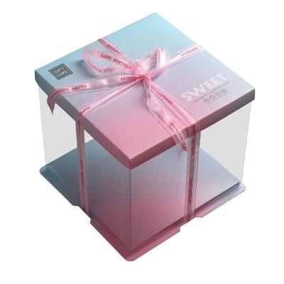 China Recyclable Wholesale Custom Cake Box Pink Cake Boxes With Window for sale