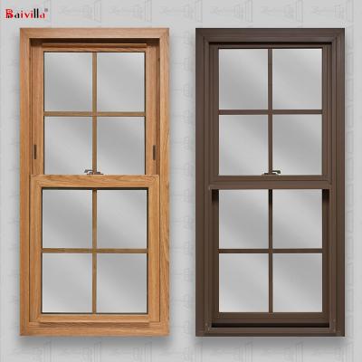 China Sliding American Hurricane Impact Glass Aluminum Style Vertical Sliding Windows Double Hung Windows for sale