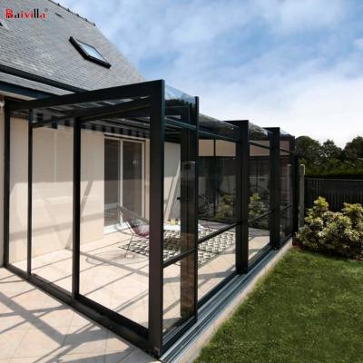 China Customized Modern Retractable Waterproof Sunroom Sunroom Oblique UV Protection Roof Pool Fencing for sale