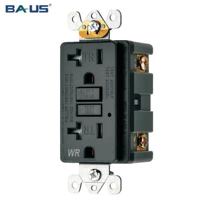 China gw 20a 125v american usa self test wr gfci self test outlet 20 amp wall outlet socket with led outlet covers for sale