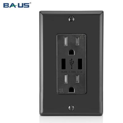 China 2 USB Charging Outlet FTR15 Ports Dual USB Outlet With Black Color 3.1amp USB Charger Outlet High Speed ​​15A USB Plug for sale