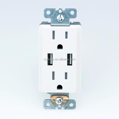 China 2018 Hot Selling Residential/Multipurpose America Standard USB Charger Outlet 125V 4.2A Dual Wall USB Socket With Tamper Resistant for sale