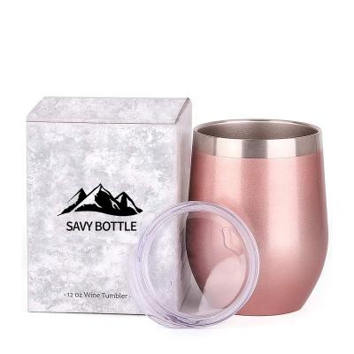 China Amazon Viable Hot Sale 12oz Wine Tumbler With Lids And Straws Sublimation White Wine Tumbler Coffee Mugs for sale