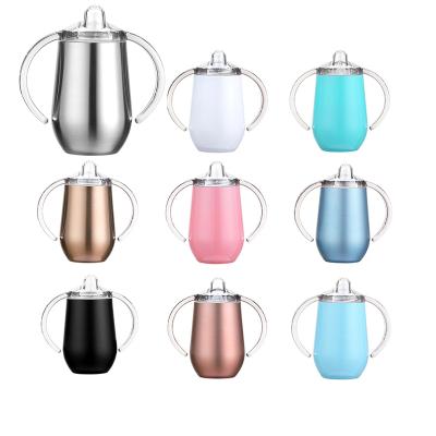 China Savy Viable 10oz Double Wall Stainless Steel Sippy Cups Handle Sublimation Toddler Kids Baby Sippy Cup Tumblers for sale