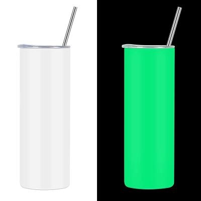 China SAVY USA Warehouse 20oz Stainless Steel Sublimation Blank Skinny Tumbler Blank Glow In Dark Straight Glow Paint Mugs for sale