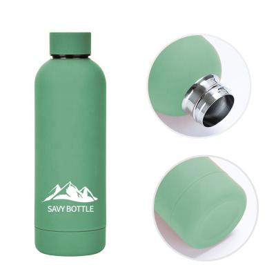 China Sustainable Water Bottle Water Bottles Stainless Steel Insulated Rubber Coated Small Mouth Narrow Water Bottle for sale