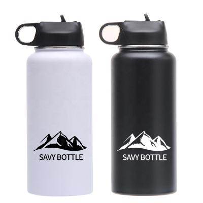 China 32oz Sports Water Bottle Durable Leakproof Hot Wide Mouth Wide Wall Insulated Water Bottle With Straw Lid for sale