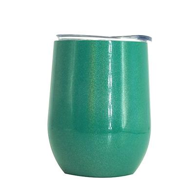 China Viable Egg Shape Tumbler Cup , Sliding Lid 12oz Stainless Steel Wholesale Glitter Wine Tumbler for sale