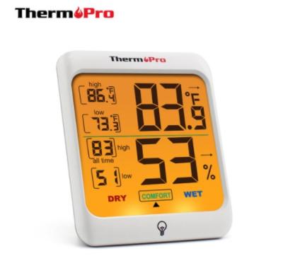 China Bath Thermometers Thermopro TP53 Digital Thermometer Hygrometer Indoor Weather Station with Touch Backlight for sale