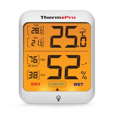 China Bath Thermometers ThermoPro TP53 Hygrometer Touch Screen Indoor Outdoor Thermometer with Hygrometer Humidity Sensor for sale