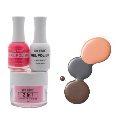 China Fantastic natural look 3 in 1 Acrylic Dipping Powder Gel Polish Bottle Colorful Matching Nail Gel Polish for sale