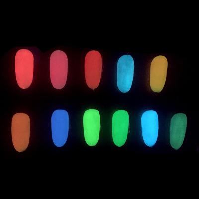 China Wholesale 1OZ 11 Colors Glow Fluorescent Nail Phosphor Dust Luminous Powder For Nail Art for sale