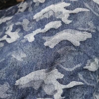 China Breathable Blue Jacquard Denim Fabric Fashion Style Twill Denim Fabric for sale