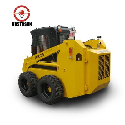 China Building material shops VOSTOSUN mini loader, VSSL1200 loader, 95hp, 1200kgs load, joystick skid steer control, for sale