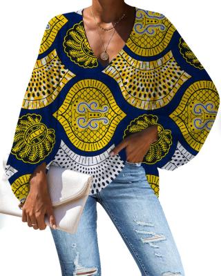 China QUICK DRY Hot Sale Women's Chiffon Shirt African Print pattern Designs Blouse Customized Shirt Sexy Oversized Lady Shirt Top for sale