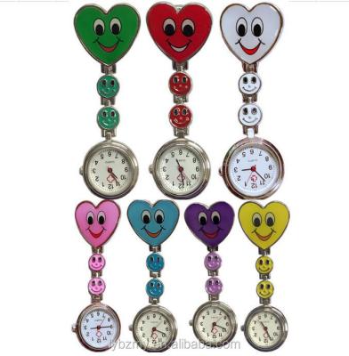 China Stainless Steel Mix 9colors Heart Nurse Fob Watch Dia 38MM Prongs Silicone Quartz Smile Nurse Watch for sale