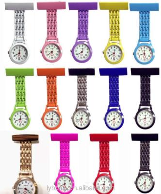 China Stainless Steel Mix 14colors Nurse Fob Watch Brooches Tunic Quartz Silicone Nurse Watch for sale