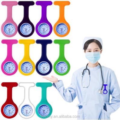 China Stainless Steel Mix 14colors Silicone Breast Pin Quartz Nurse Watch for sale