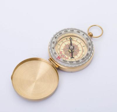 China Useful Weather Display Outdoor Sport Camping Increasing Portable Brass Pocket G50 Fluorescence Gold Compass for sale