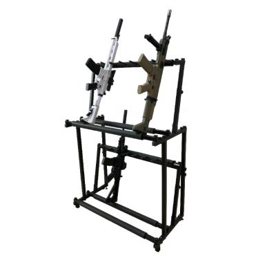 China Double Layer 14 Seats Hunting Tactical Airsoft Gun Rifle Maintenance Cradle Shot Gun Blacksmith Rest Rack Rifle Stand Rack 110.5*46*112-129cm for sale