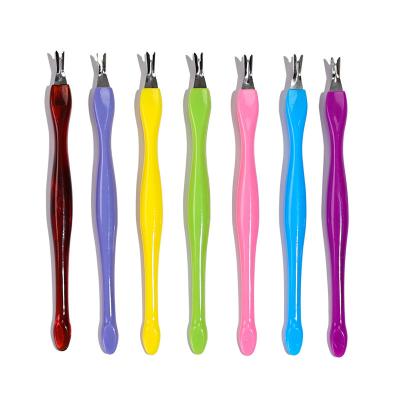 China Professional Salon V-shaped Blade Stainless Steel Nail Cuticle Fork Pusher For Cuticle Trimmer Pusher for sale