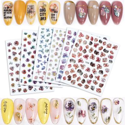 China Easy Hot sale professional 3d nail sticker decals laser multi-design diy stickers nail art decoration for sale