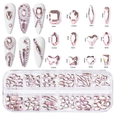 China Easy Apply Hot sale 12box colorful nail art decoration fashionable mix shape fancy custom color shape rhinestone for sale