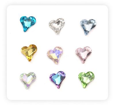 China Fashionable Super beautiful nail DIY glass ornament Heart clear green pink purple blue green colorful nail drill for sale