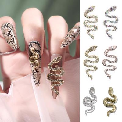 China Nail Salon DIY Nail Art Alloy 3d snake nail charms metal snake decorations nail art rhinestones manicure for diy luxury art accessories for sale