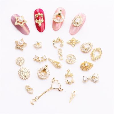 China Easy Apply Nails art gold metal nails designers charms luxury flexible press on alloy 3d mixed nail art accessories for sale