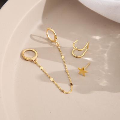 China Gold CLASSIC Bohemian Star Leaves Non-Piercing Ear Clip Earrings For Women Men Simple Cartilage Ear Cuff Jewelry Clip Wholesales for sale